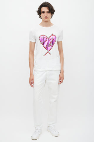 Dolce 
Gabbana White 
Multicolour Love Print T-Shirt