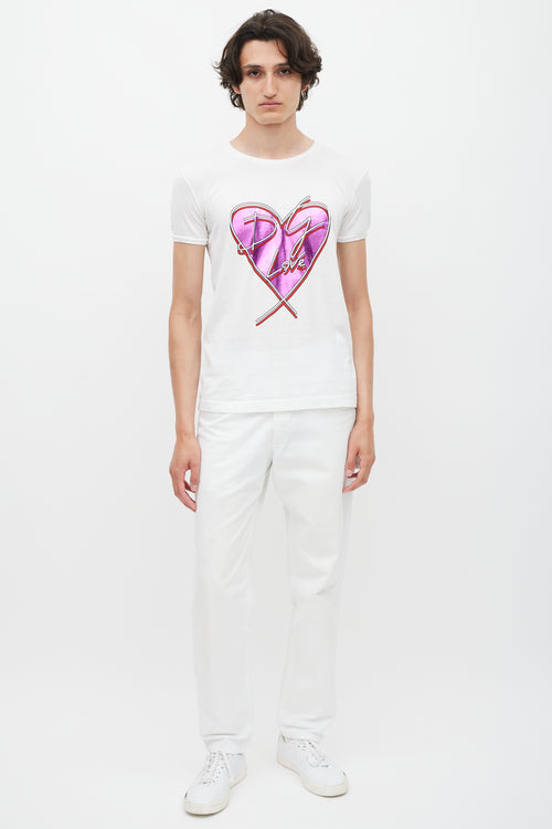 Dolce 
Gabbana White 
Multicolour Love Print T-Shirt