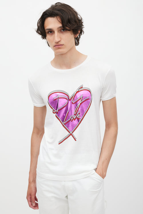 Dolce 
Gabbana White 
Multicolour Love Print T-Shirt