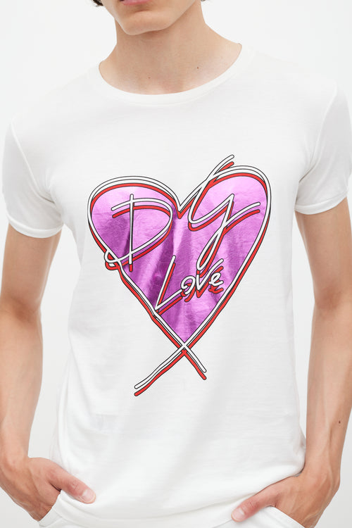 Dolce 
Gabbana White 
Multicolour Love Print T-Shirt