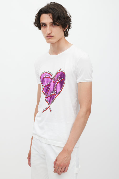 Dolce 
Gabbana White 
Multicolour Love Print T-Shirt