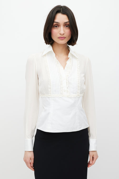 Dolce 
Gabbana White Pleated Silk Shirt