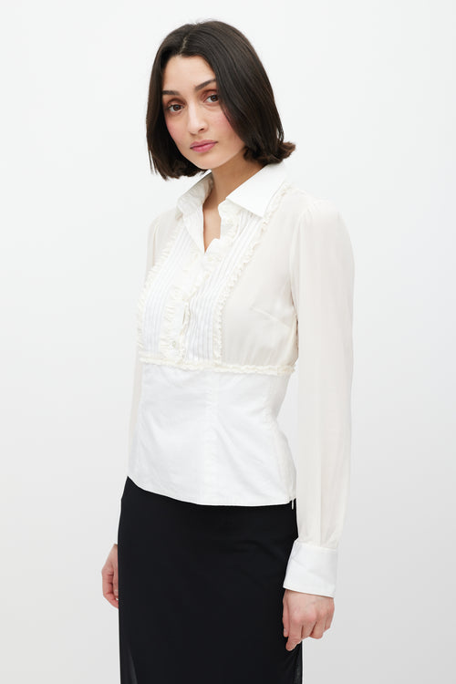 Dolce 
Gabbana White Pleated Silk Shirt