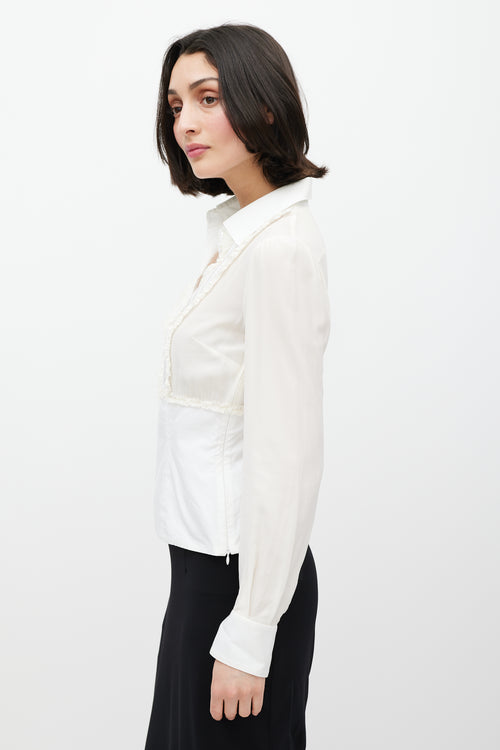 Dolce 
Gabbana White Pleated Silk Shirt