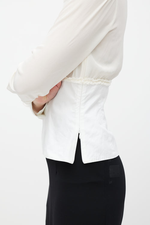 Dolce 
Gabbana White Pleated Silk Shirt