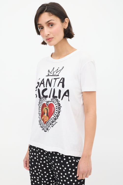 Dolce 
Gabbana White Santa Sicilia T-Shirt