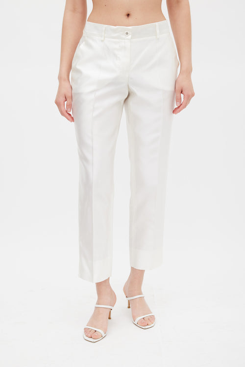 Dolce 
Gabbana White Silk Slim Cropped Trouser