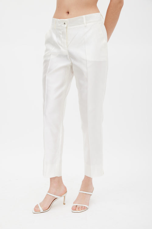 Dolce 
Gabbana White Silk Slim Cropped Trouser