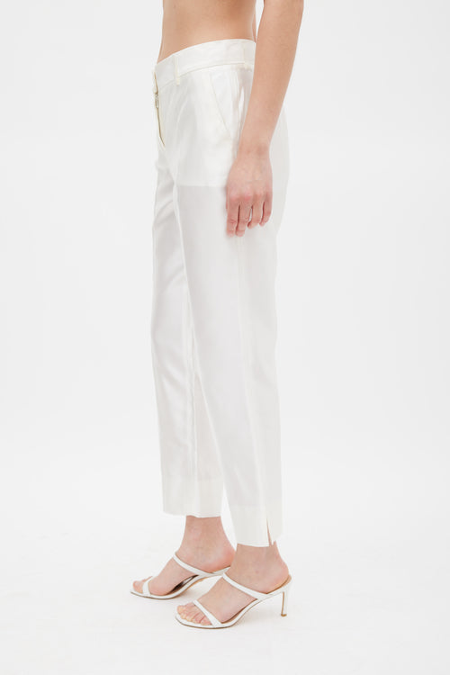 Dolce 
Gabbana White Silk Slim Cropped Trouser