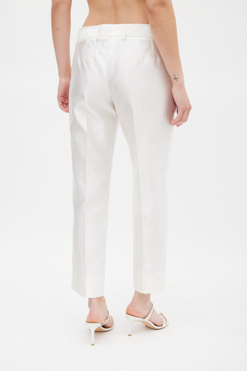 Dolce 
Gabbana White Silk Slim Cropped Trouser