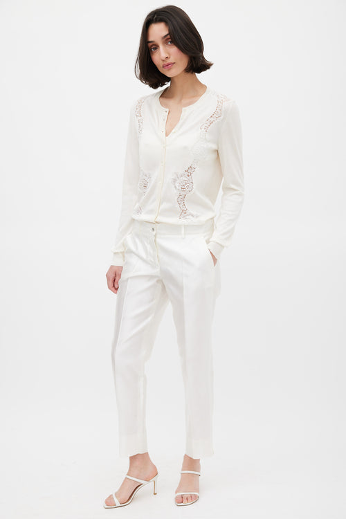 Dolce 
Gabbana White Silk Slim Cropped Trouser