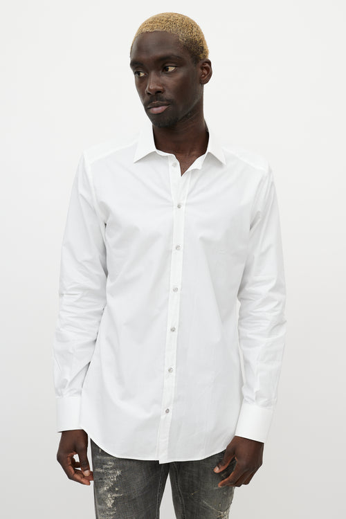 Dolce 
Gabbana White 
Silver Buttoned Shirt