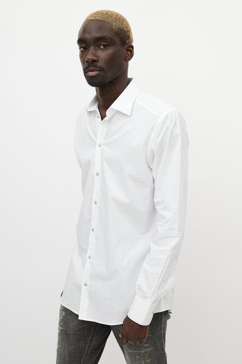 Dolce 
Gabbana White 
Silver Buttoned Shirt