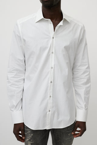 Dolce 
Gabbana White 
Silver Buttoned Shirt