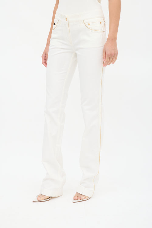 Dolce 
Gabbana White 
Gold Trim Slim Leg Jeans