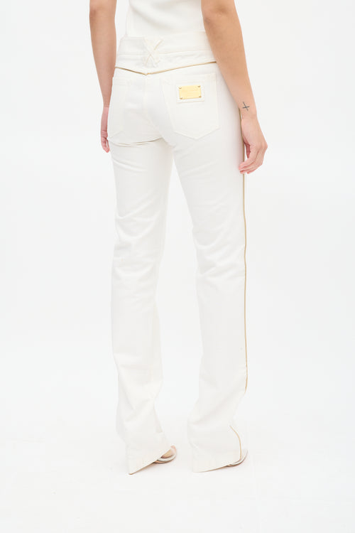 Dolce 
Gabbana White 
Gold Trim Slim Leg Jeans