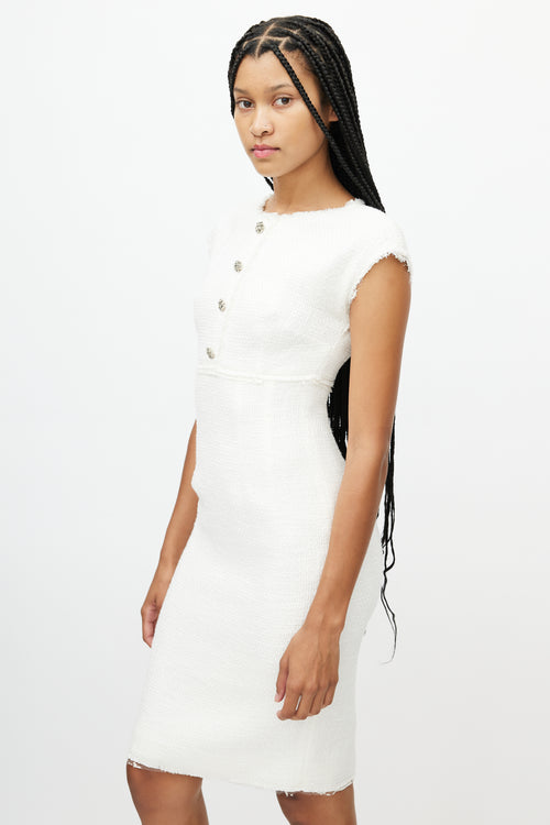 Dolce 
Gabbana White Tweed Jewel Dress