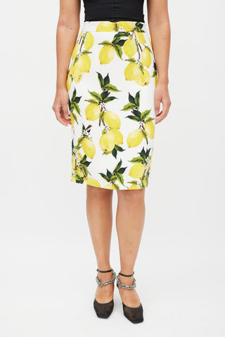 Dolce 
Gabbana White 
Yellow Lemon Skirt