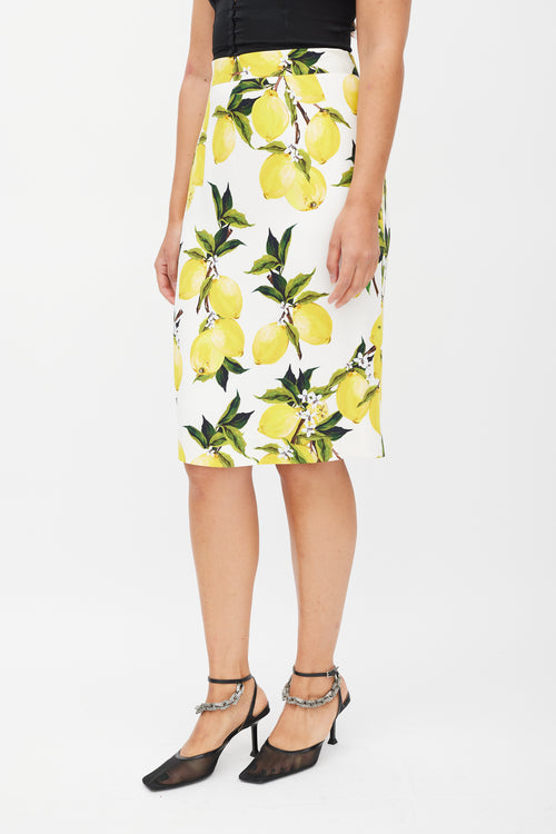 Dolce 
Gabbana White 
Yellow Lemon Skirt