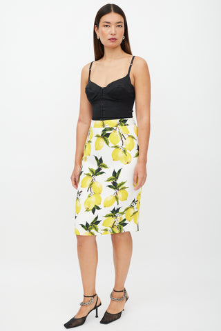 Dolce 
Gabbana White 
Yellow Lemon Skirt