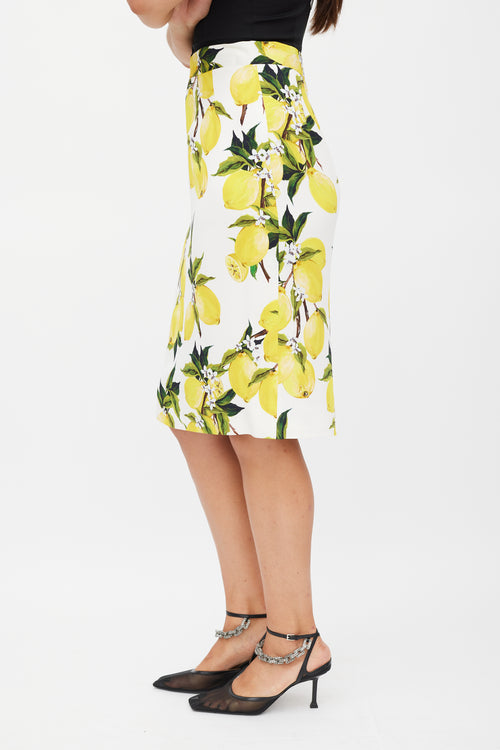 Dolce 
Gabbana White 
Yellow Lemon Skirt