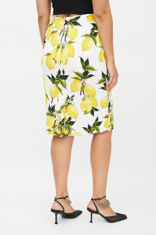 Dolce 
Gabbana White 
Yellow Lemon Skirt