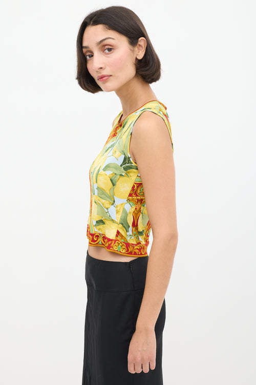 Dolce 
Gabbana Yellow 
Multicolour Lemon Printed Tank Top