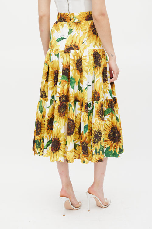 Dolce 
Gabbana Yellow 
Multicolour Cotton Floral Tiered Skirt