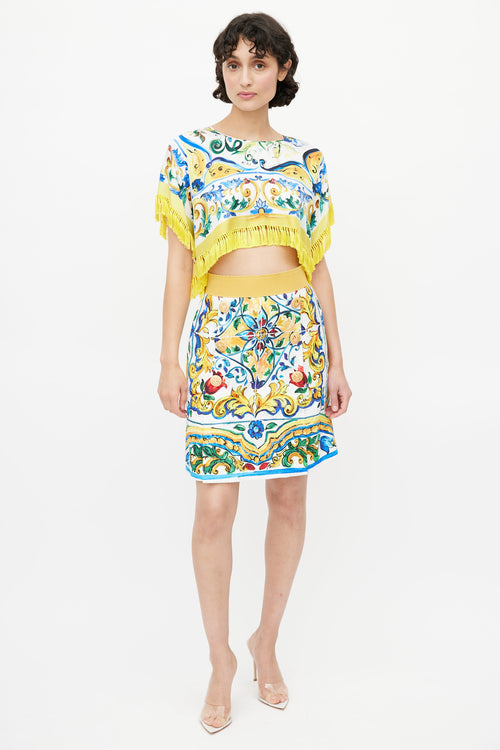 Dolce 
Gabbana Yellow 
Multicolour Majolica Silk Co-Ord Set