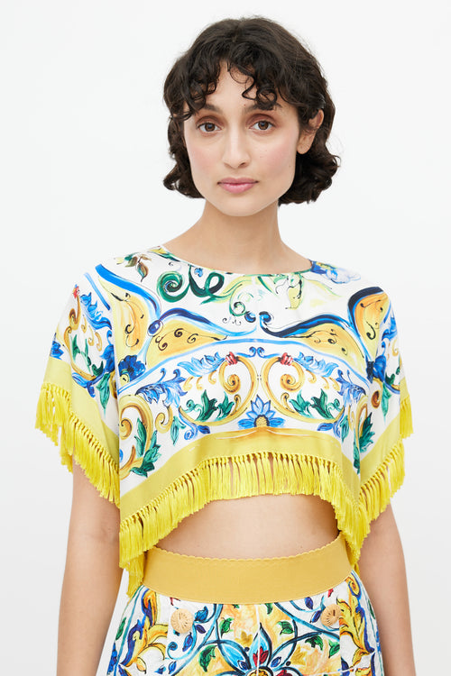 Dolce 
Gabbana Yellow 
Multicolour Majolica Silk Co-Ord Set