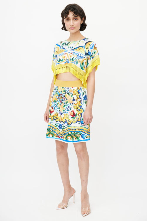 Dolce 
Gabbana Yellow 
Multicolour Majolica Silk Co-Ord Set