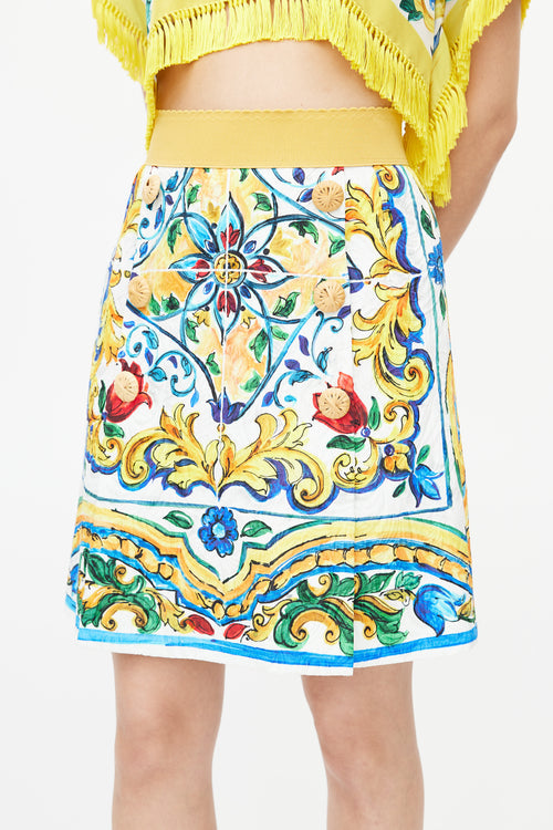 Dolce 
Gabbana Yellow 
Multicolour Majolica Silk Co-Ord Set