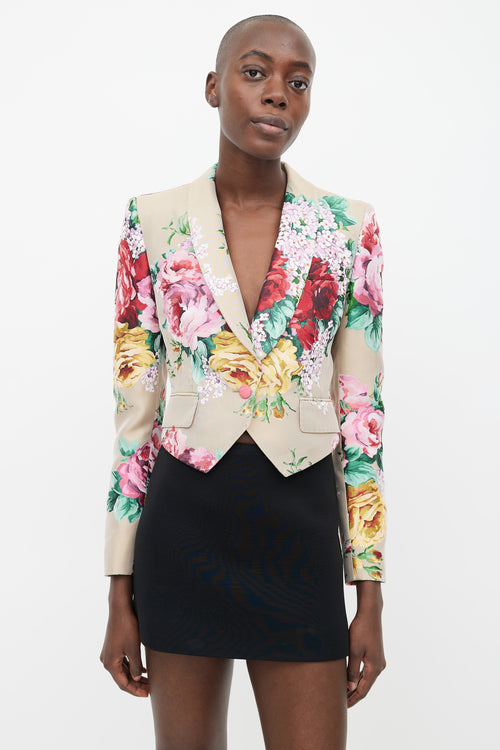 Dolce 
Gabbana Beige 
Multicolour Floral Brocade Blazer