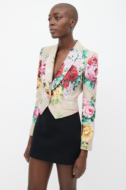 Dolce 
Gabbana Beige 
Multicolour Floral Brocade Blazer