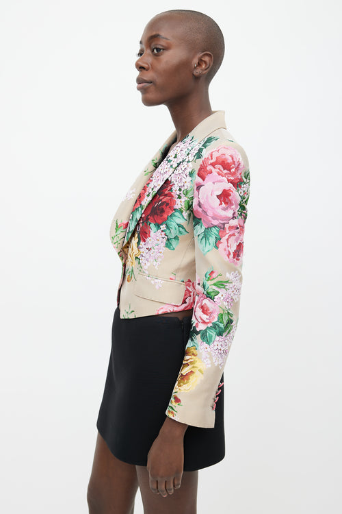 Dolce 
Gabbana Beige 
Multicolour Floral Brocade Blazer