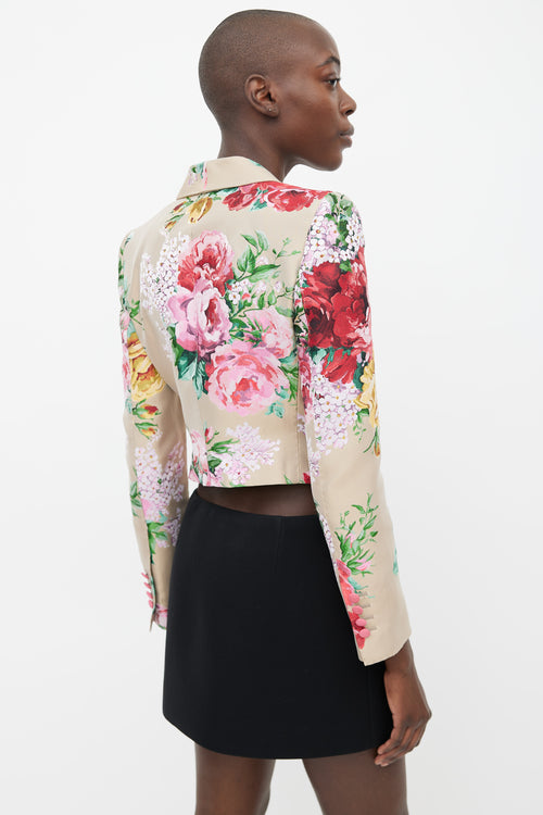 Dolce 
Gabbana Beige 
Multicolour Floral Brocade Blazer