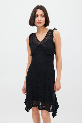 Dolce 
Gabbana Black Crochet Sleeveless Midi Dress