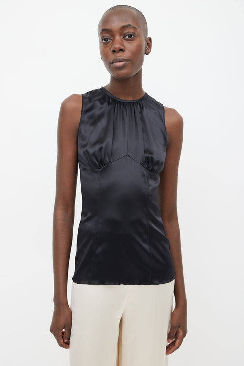 Dolce 
Gabbana Black Gathered Silk Top