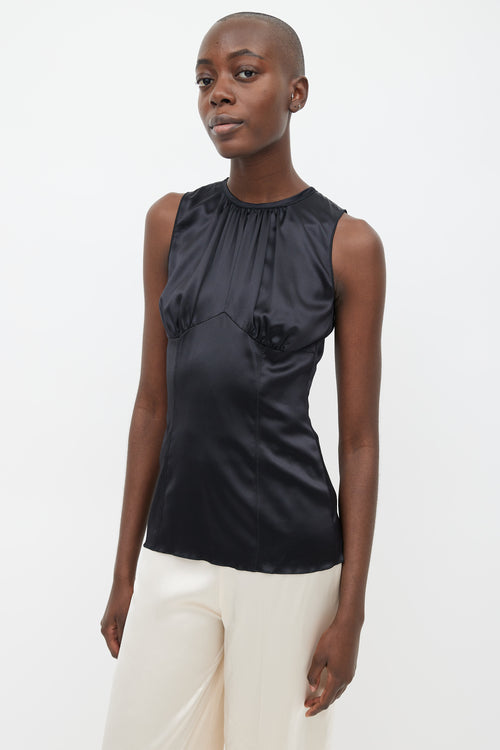 Dolce 
Gabbana Black Gathered Silk Top