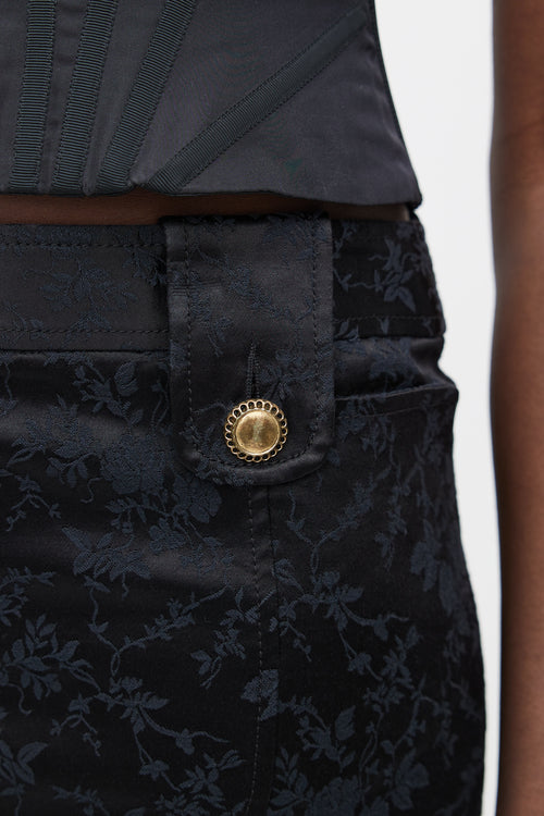 Dolce 
Gabbana Black 
Gold Floral Jacquard Skirt