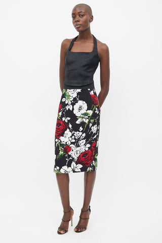 Dolce 
Gabbana Black 
Multicolour Floral Crepe Skirt