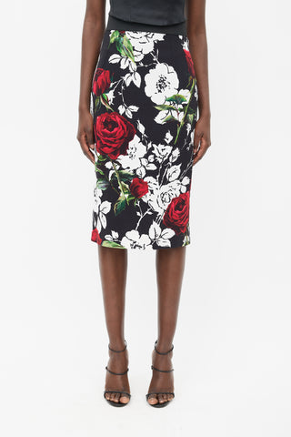 Dolce 
Gabbana Black 
Multicolour Floral Crepe Skirt