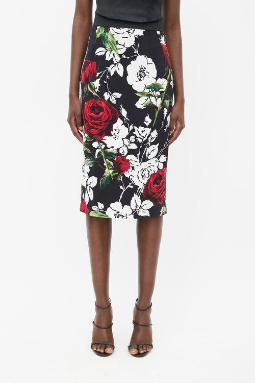 Dolce 
Gabbana Black 
Multicolour Floral Crepe Skirt