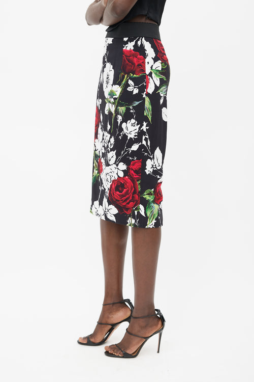 Dolce 
Gabbana Black 
Multicolour Floral Crepe Skirt