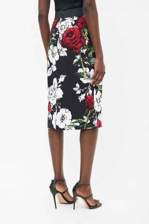 Dolce 
Gabbana Black 
Multicolour Floral Crepe Skirt