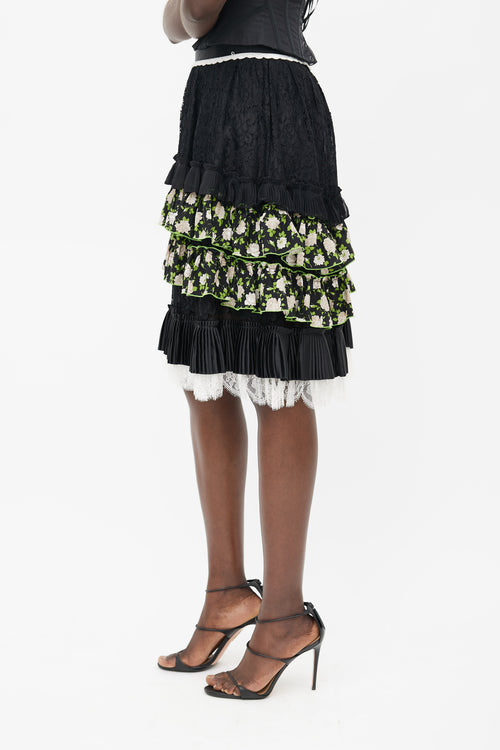 Dolce 
Gabbana Black 
Multicolour Floral Tiered Skirt