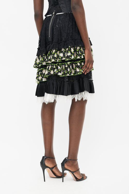 Dolce 
Gabbana Black 
Multicolour Floral Tiered Skirt