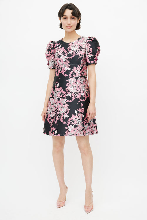 Dolce 
Gabbana Black 
Pink Brocade Floral Dress