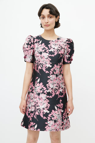 Dolce 
Gabbana Black 
Pink Brocade Floral Dress