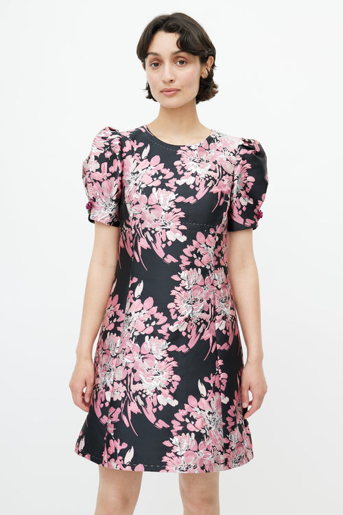 Dolce 
Gabbana Black 
Pink Brocade Floral Dress